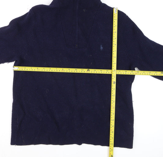 Mens UK Size L Polo Ralph Lauren Blue 1/2 Zip Jumper