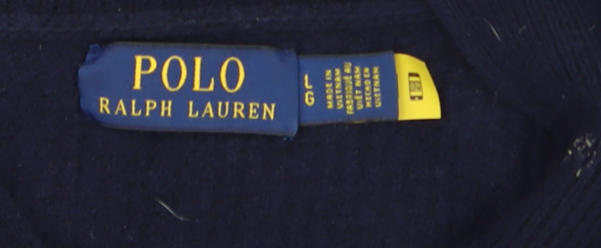 Mens UK Size L Polo Ralph Lauren Blue 1/2 Zip Jumper