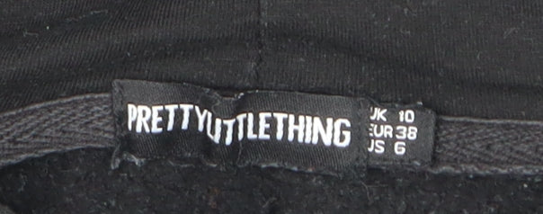 Womens UK Size 10 PRETTYLITTLETHING Black Pullover Hoodie