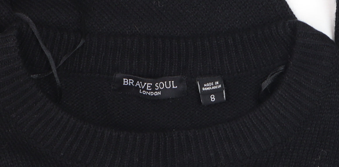 Womens UK Size 8 Brave Soul Black Pullover Jumper
