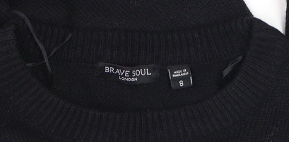 Womens UK Size 8 Brave Soul Black Pullover Jumper