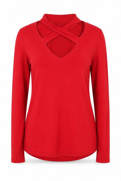 Select Women’s Red Long Sleeve V-Neck Stretch Jersey Top Size 14