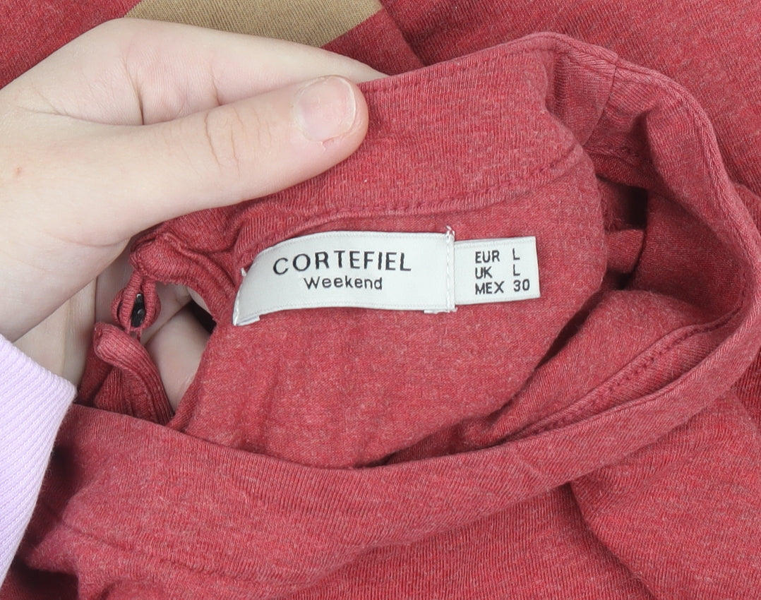 Womens UK Size L Cortefiel Red Basic T-Shirt