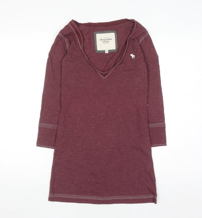 Womens UK Size S Abercrombie & Fitch Red Basic T-Shirt