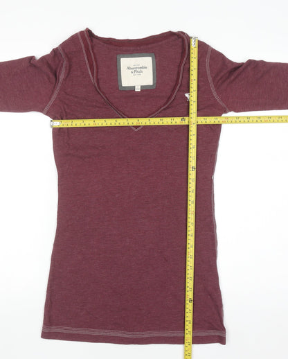 Womens UK Size S Abercrombie & Fitch Red Basic T-Shirt