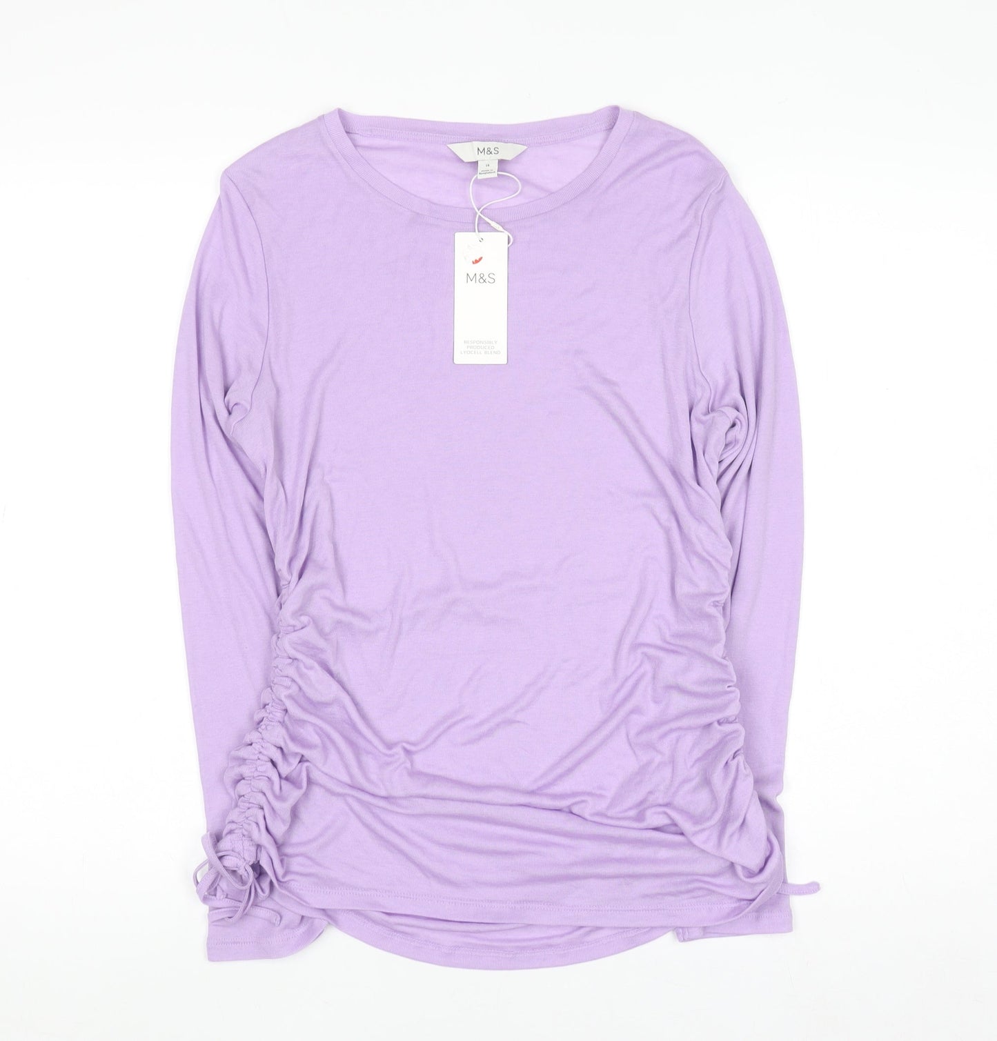 Womens UK Size 14 Marks and Spencer Purple Basic T-Shirt