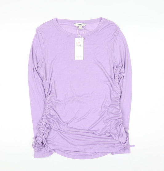 Womens UK Size 14 Marks and Spencer Purple Basic T-Shirt
