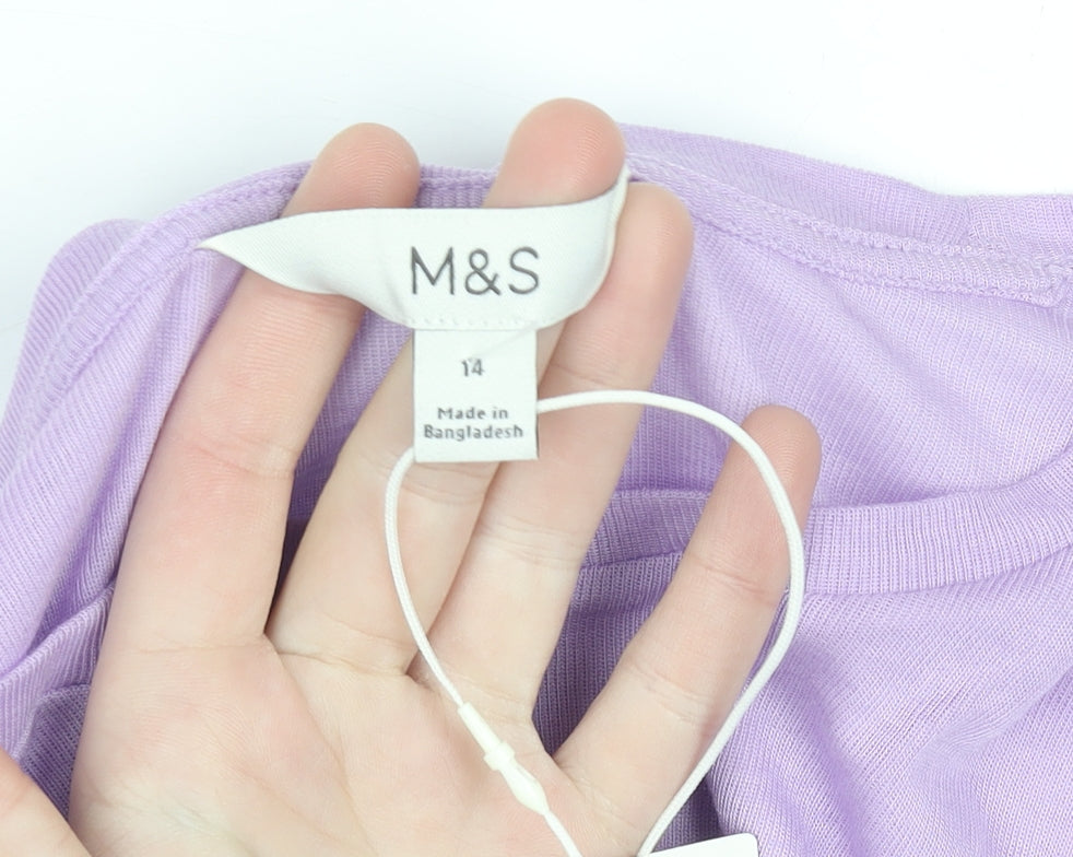 Womens UK Size 14 Marks and Spencer Purple Basic T-Shirt