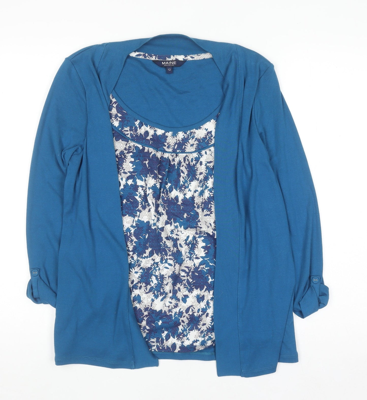 Womens UK Size 12 Maine New England Blue Tunic Blouse
