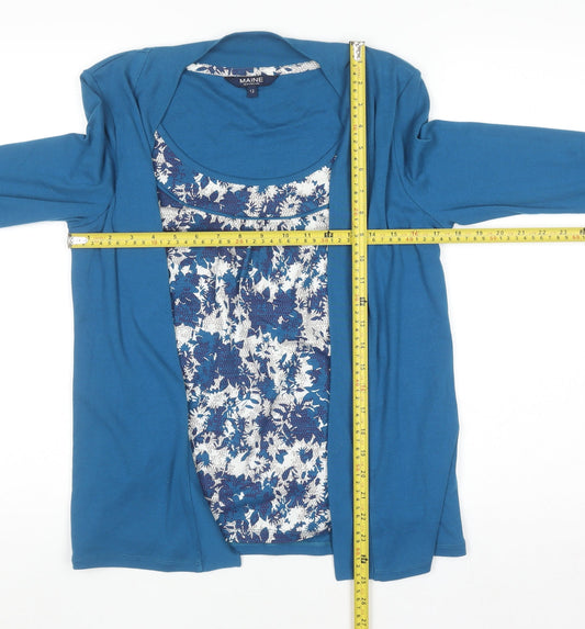 Womens UK Size 12 Maine New England Blue Tunic Blouse