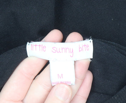 Womens UK Size M little sunny bite Black Basic T-Shirt