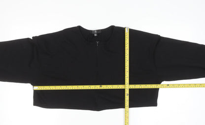 Missguided Women’s Black Cropped Long Sleeve Zip Jersey Top Size 10