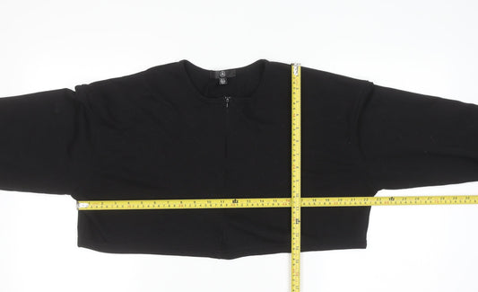 Missguided Women’s Black Cropped Long Sleeve Zip Jersey Top Size 10