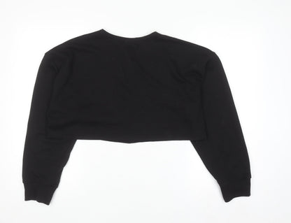 Missguided Women’s Black Cropped Long Sleeve Zip Jersey Top Size 10