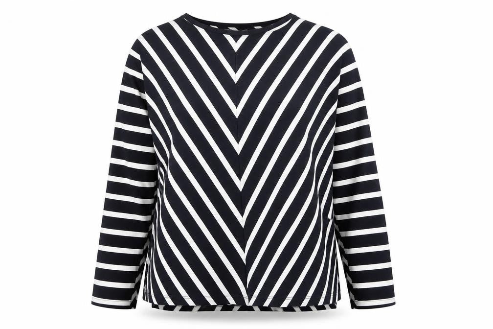 Hobbs Women’s Black White Stripe Long Sleeve Jersey T-Shirt Size S