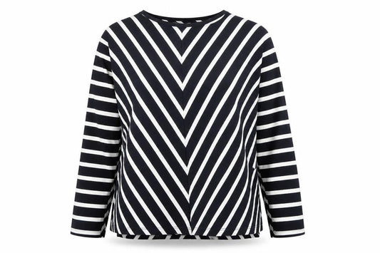Hobbs Women’s Black White Stripe Long Sleeve Jersey T-Shirt Size S
