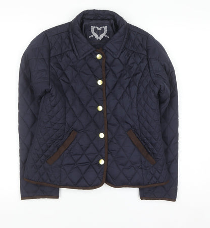 YD Girls Blue Quilted Jacket 11-12 Years Padded Mid-Length Coat