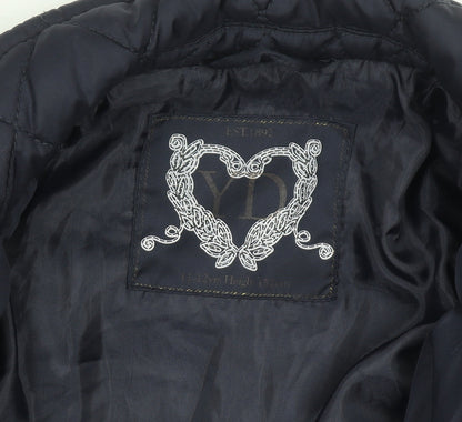 YD Girls Blue Quilted Jacket 11-12 Years Padded Mid-Length Coat