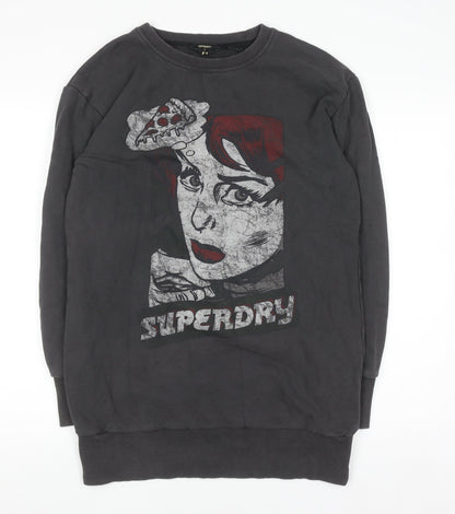 Womens UK Size 10 Superdry Black Pullover Sweatshirt