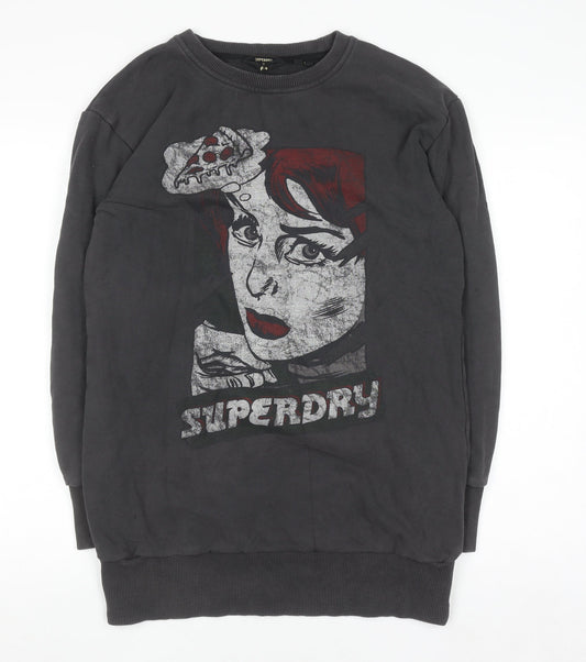 Womens UK Size 10 Superdry Black Pullover Sweatshirt