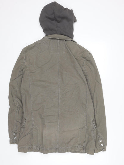 Bench Women Khaki Hooded Blazer Jacket Medium Cotton Casual