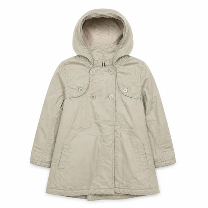DPAM Girls Beige Hooded Trench Coat 10 Years Double-Breasted Waterproof