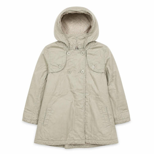 DPAM Girls Beige Hooded Trench Coat 10 Years Double-Breasted Waterproof