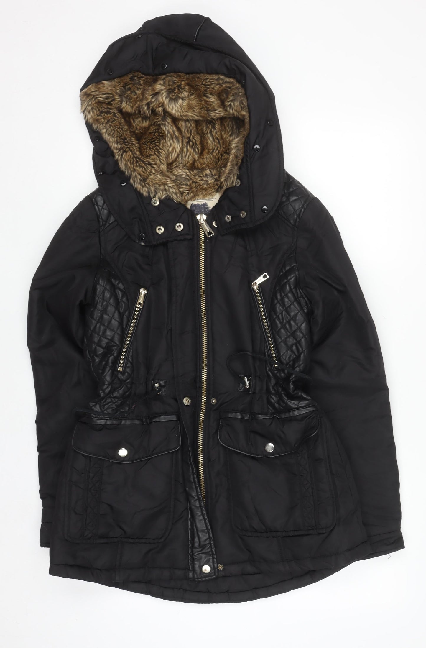 Womens UK Size 12 Zara Black Parka Coat