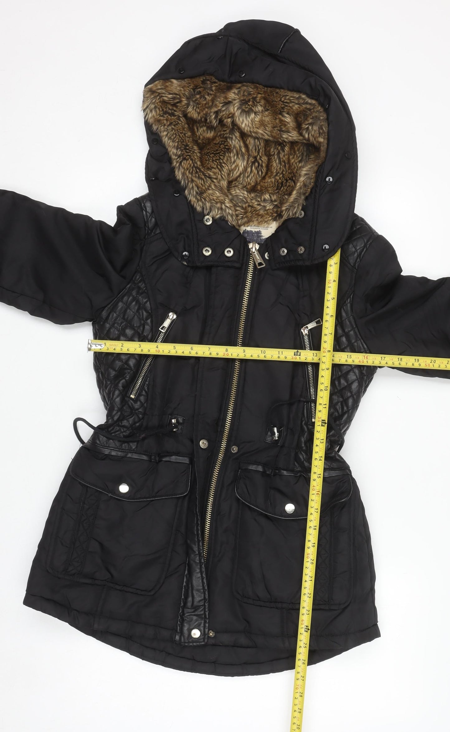 Womens UK Size 12 Zara Black Parka Coat