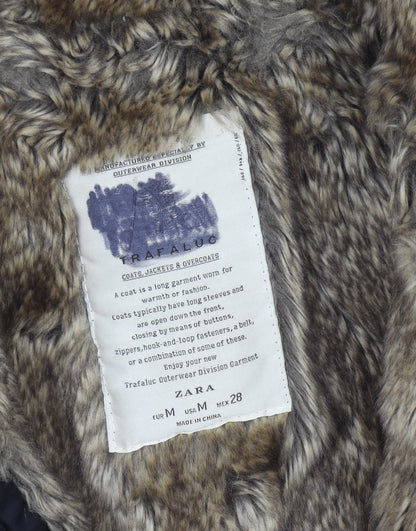 Womens UK Size 12 Zara Black Parka Coat