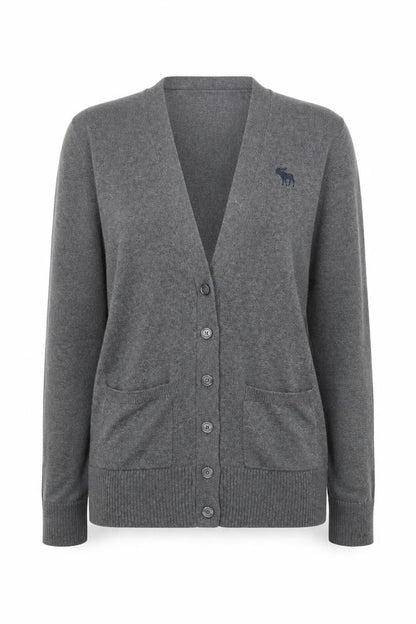 Abercrombie & Fitch Women's Grey Cardigan M V-Neck Knit Jumper