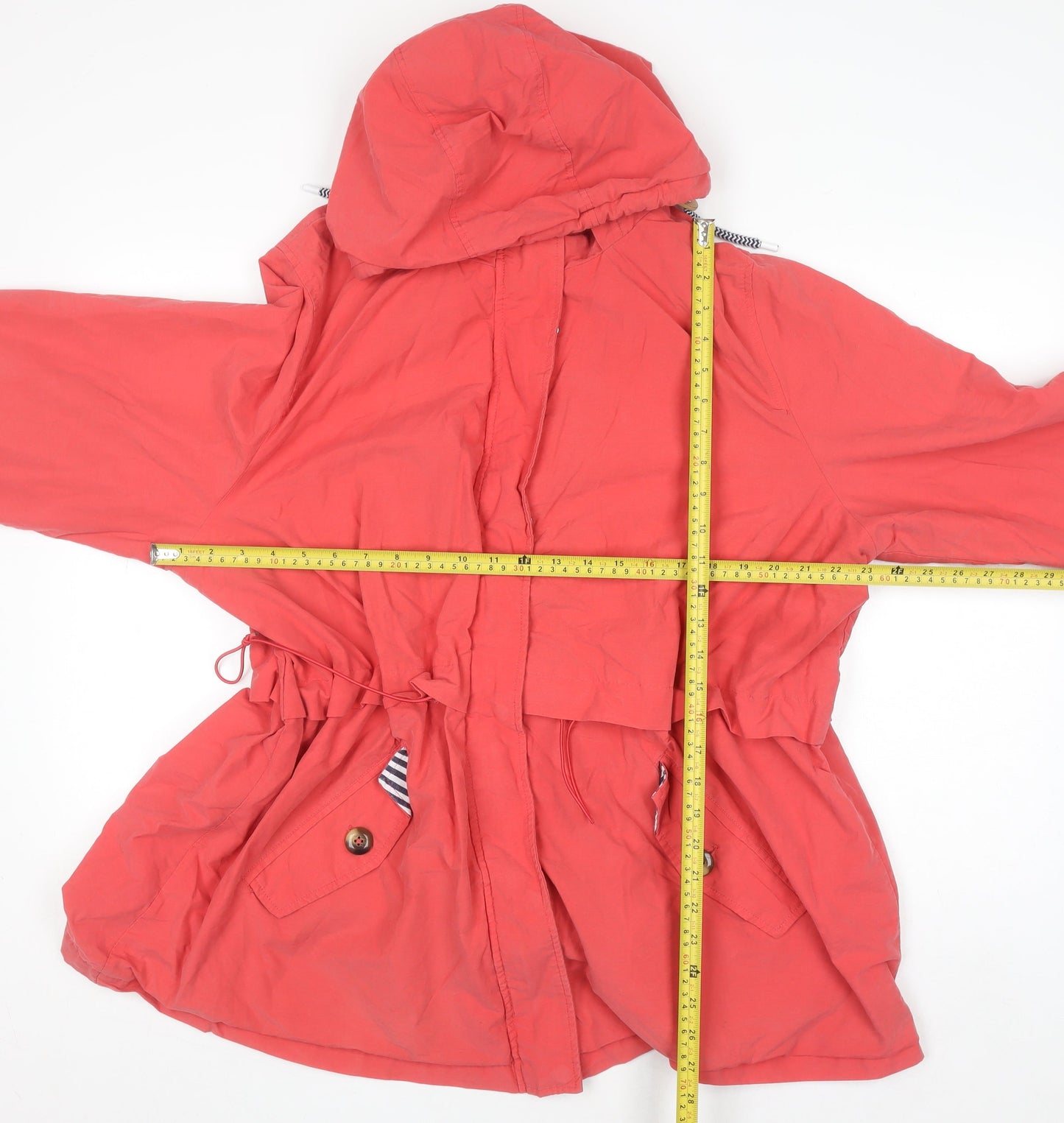 George Women’s Red Cotton Blend Hooded Parka Jacket Size 24