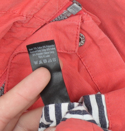 George Women’s Red Cotton Blend Hooded Parka Jacket Size 24