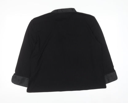 For Women Black Collared Long Sleeve Stretch Jersey Top Size 24