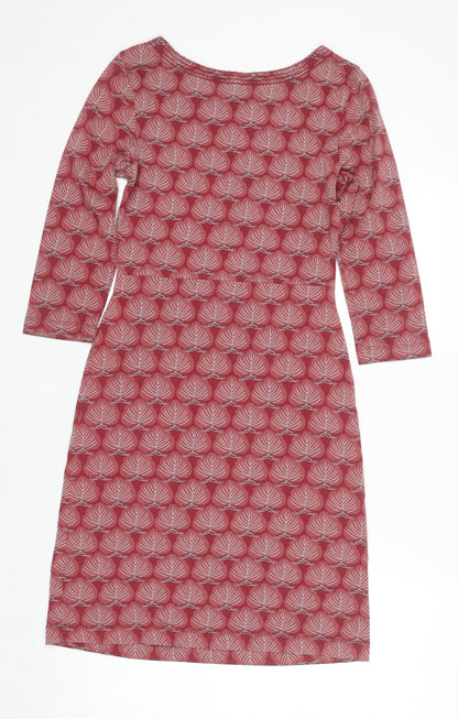 White Stuff Women's Red Geometric Cotton Shift Dress Size 8