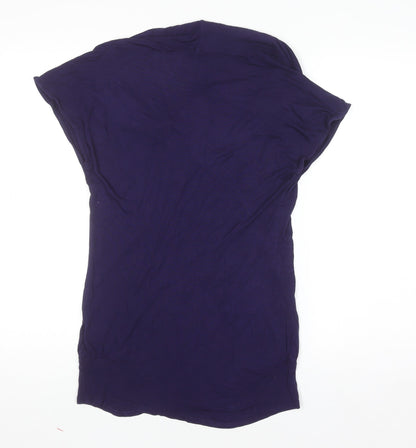 Oasis Womens Purple Cowl Neck Short Sleeve Jersey Blouse Size 10