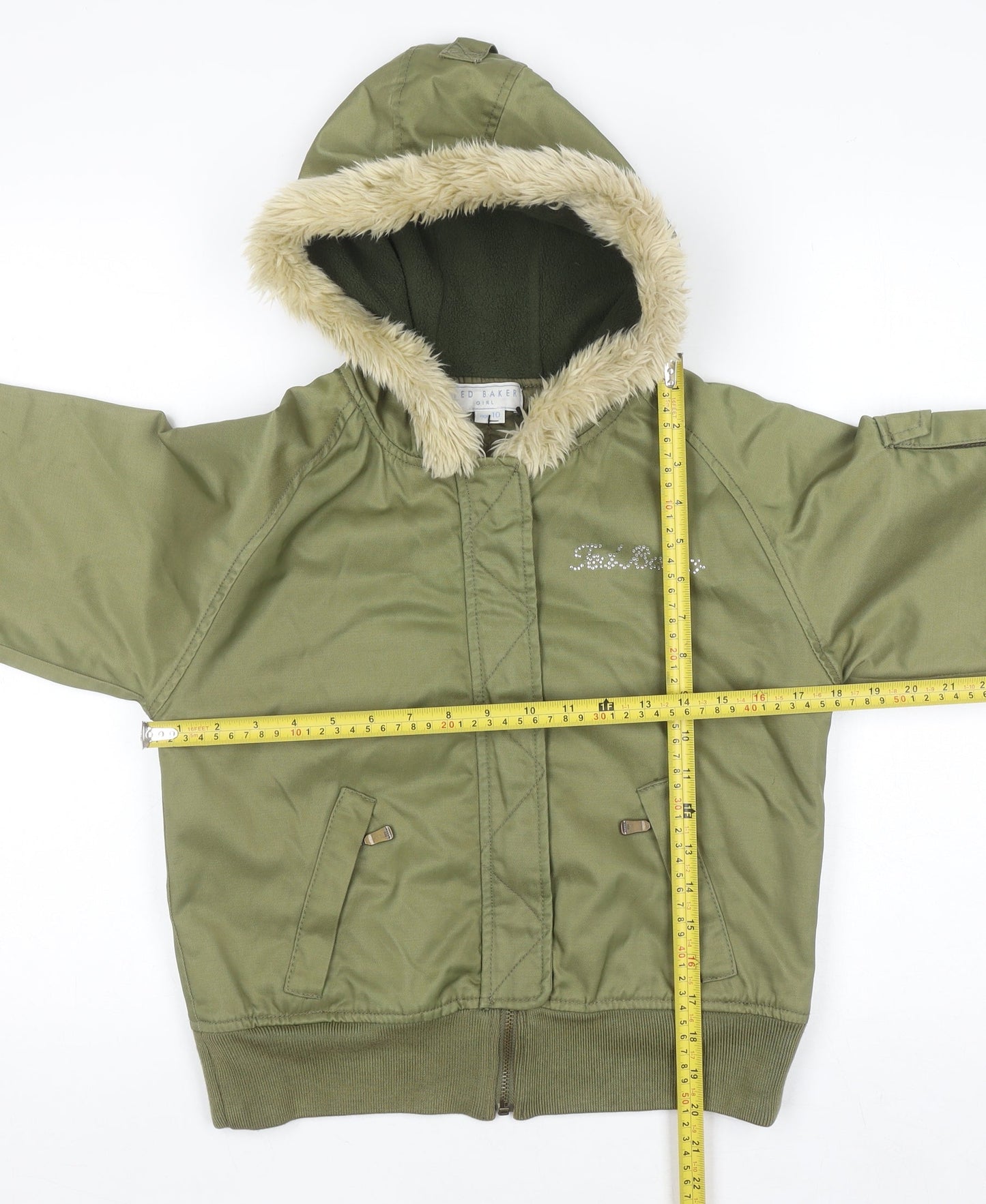 Girls UK Size 10 Years Ted Baker Green Bomber Jacket