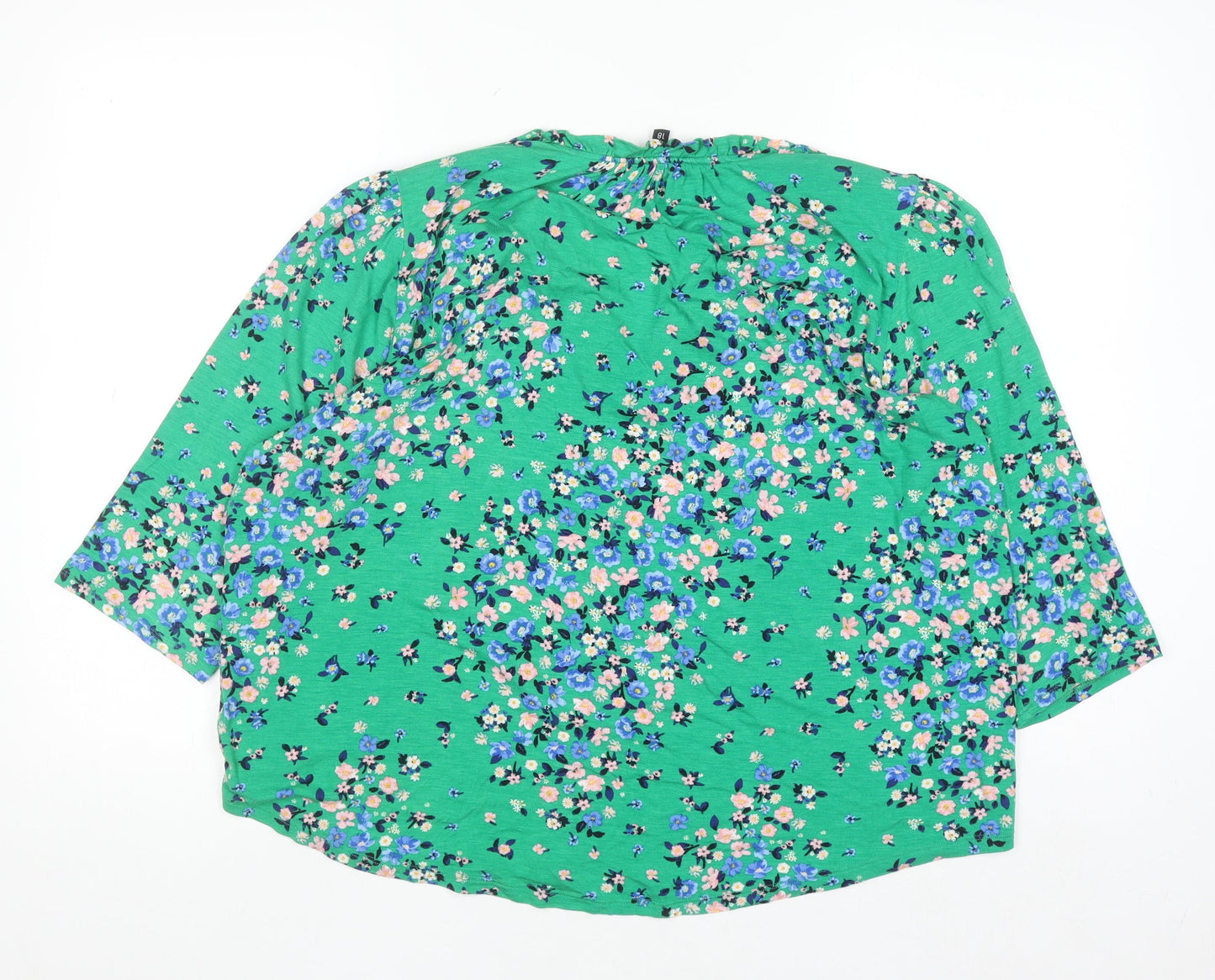 Roman Petite Green Floral Viscose 3/4 Sleeve Tunic Blouse Size 18