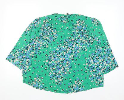 Roman Petite Green Floral Viscose 3/4 Sleeve Tunic Blouse Size 18