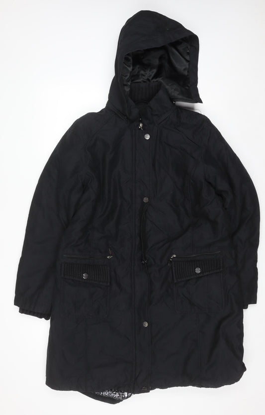 Womens UK Size L Marks and Spencer Black Parka Coat