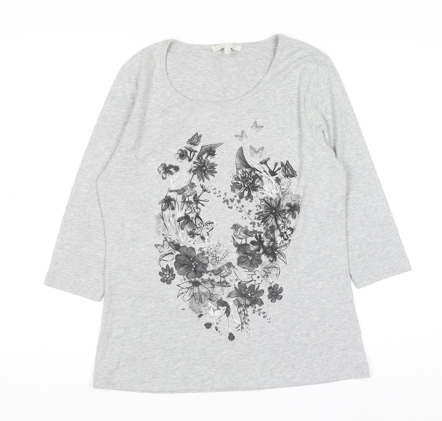 Womens UK Size 12 Lakeland Grey Basic T-Shirt