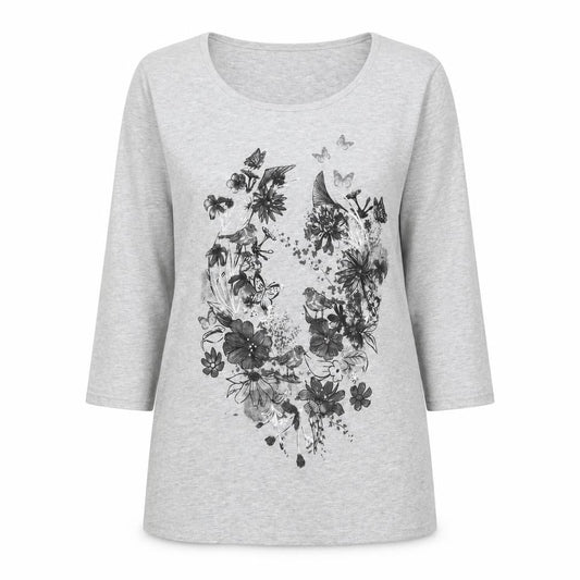 Womens UK Size 12 Lakeland Grey Basic T-Shirt