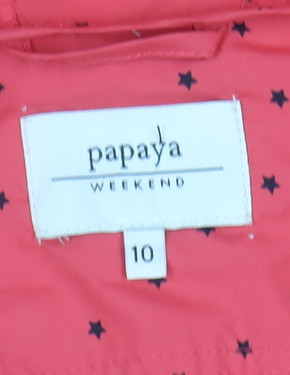 Womens UK Size 10 Papaya Weekend Red Anorak Coat