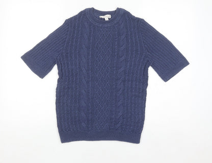 Womens UK Size 8 Marks and Spencer Blue Basic T-Shirt