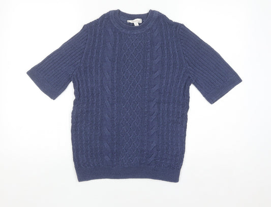 Womens UK Size 8 Marks and Spencer Blue Basic T-Shirt