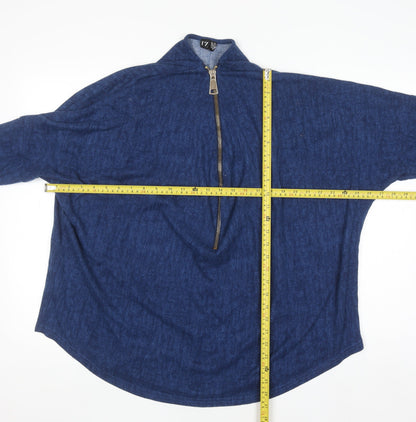 Izabel London Women Blue Size 20 Tunic Zip Knit Long Sleeve Top