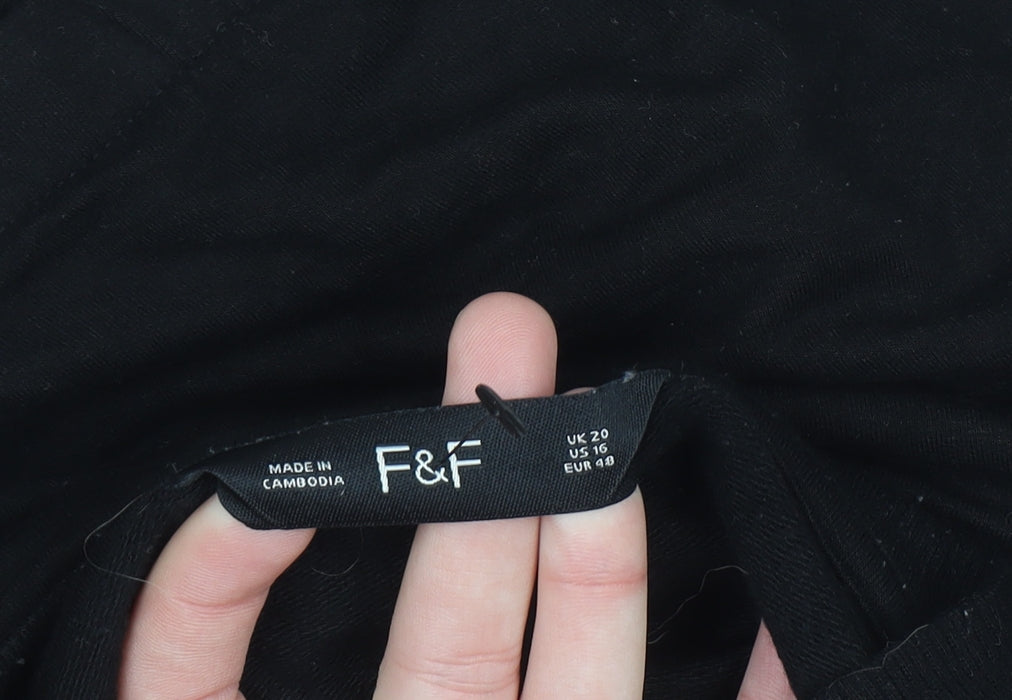 Womens UK Size 20 F&F Black Basic T-Shirt
