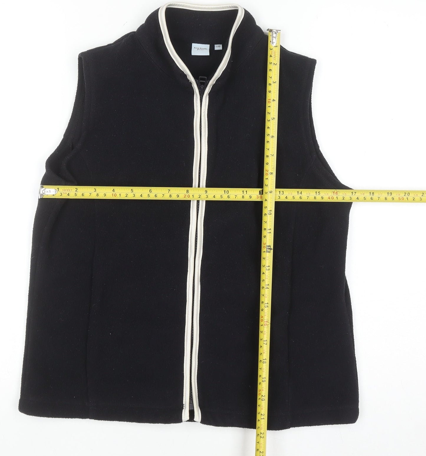 Anne Brooks Petite Black Fleece Zip Waistcoat Women's Size 10