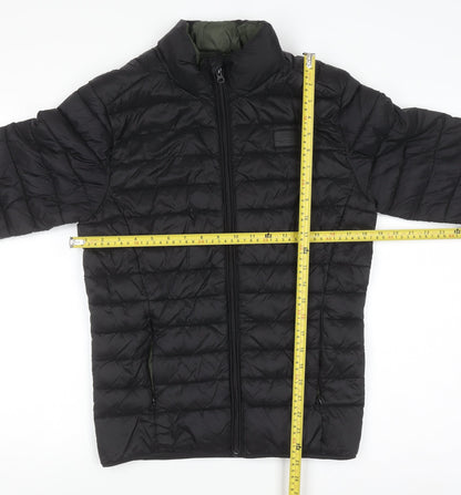 Blend Men's Black Puffer Jacket Size S Quilted Lightweight Water Resistant Coat