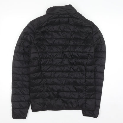 Blend Men's Black Puffer Jacket Size S Quilted Lightweight Water Resistant Coat